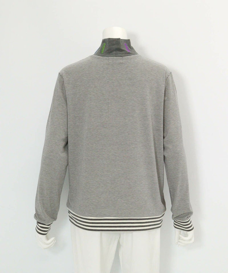 吸湿発熱ボーダー切替プルオーバー(グレー)後ろ