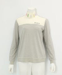 吸湿発熱ボーダー切替プルオーバー(ライトグレー)前