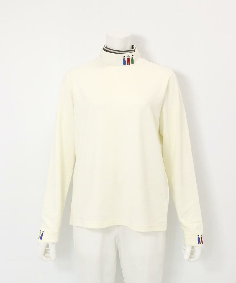 ポイント刺繍保温起毛プルオーバー（ホワイト）