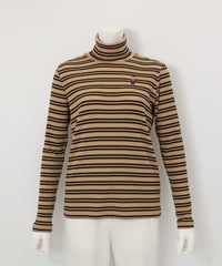 フライスボーダーハイネックプルオーバー（ベージュ）