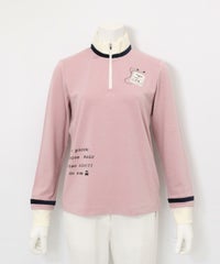 ベロアライン保温起毛プルオーバー（ピンク）