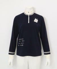 ベロアライン保温起毛プルオーバー（ネイビー）