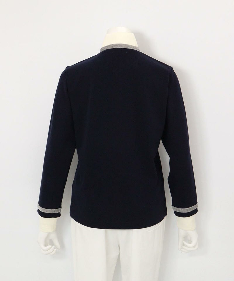 ベロアライン保温起毛プルオーバー後（ネイビー）