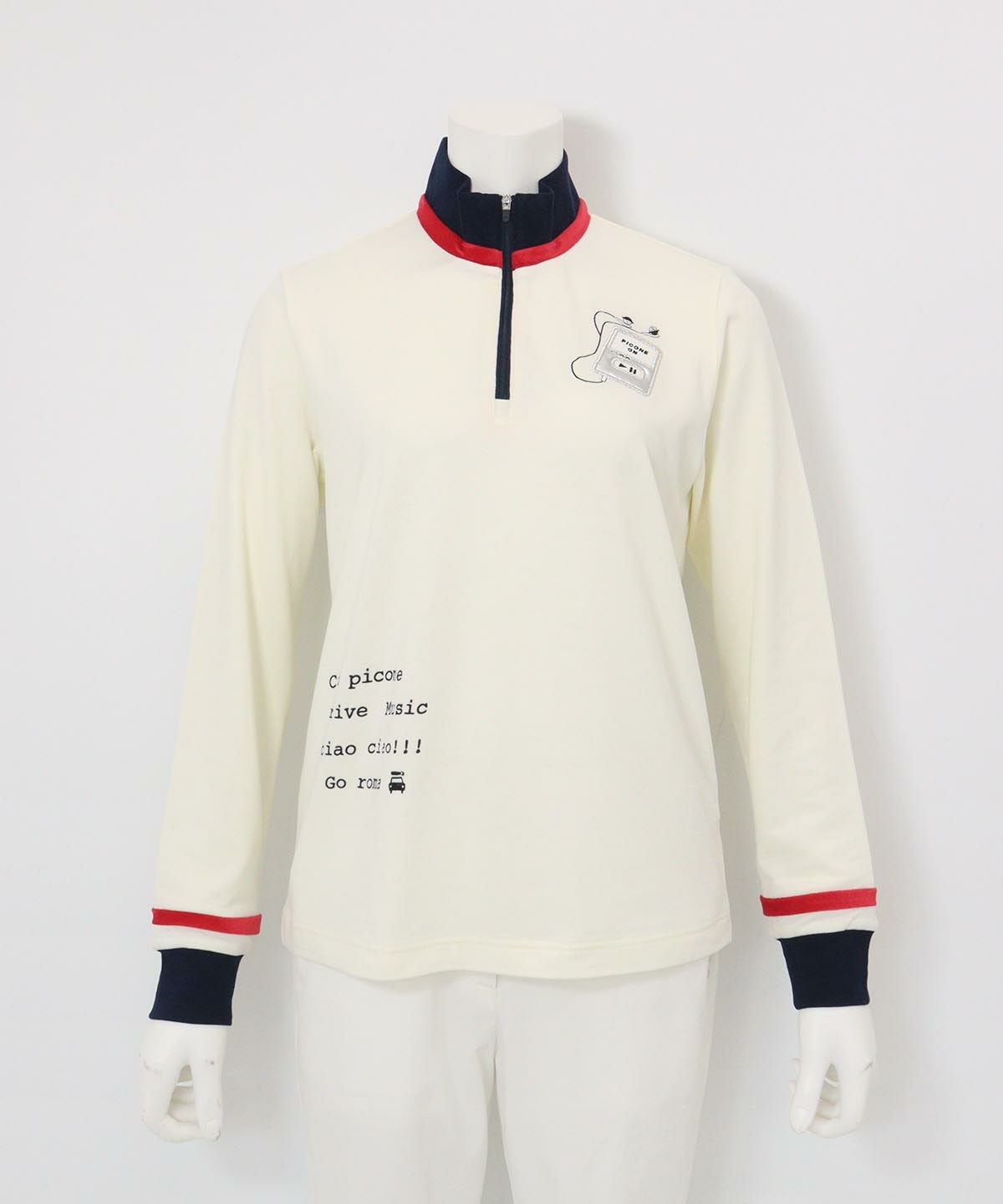 ベロアライン保温起毛プルオーバー（ホワイト）