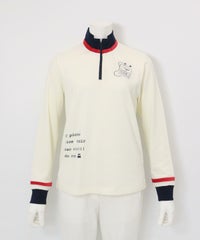 ベロアライン保温起毛プルオーバー（ホワイト）