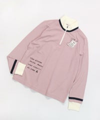 ベロアライン保温起毛プルオーバー（ピンク）