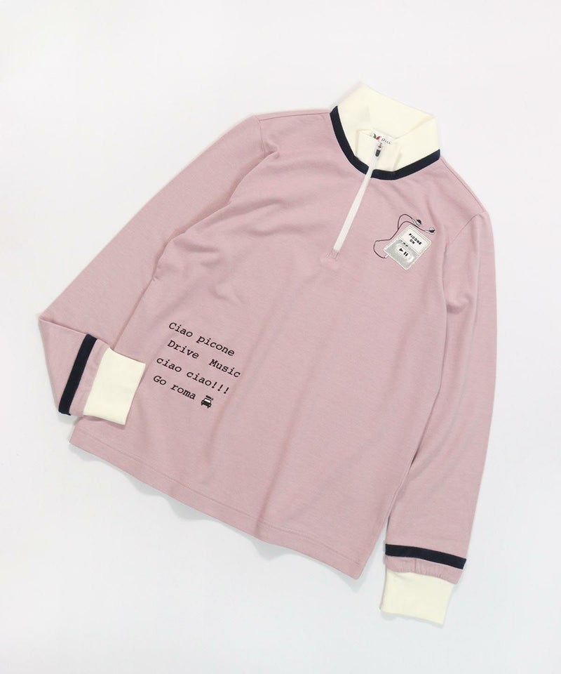 ベロアライン保温起毛プルオーバー（ピンク）