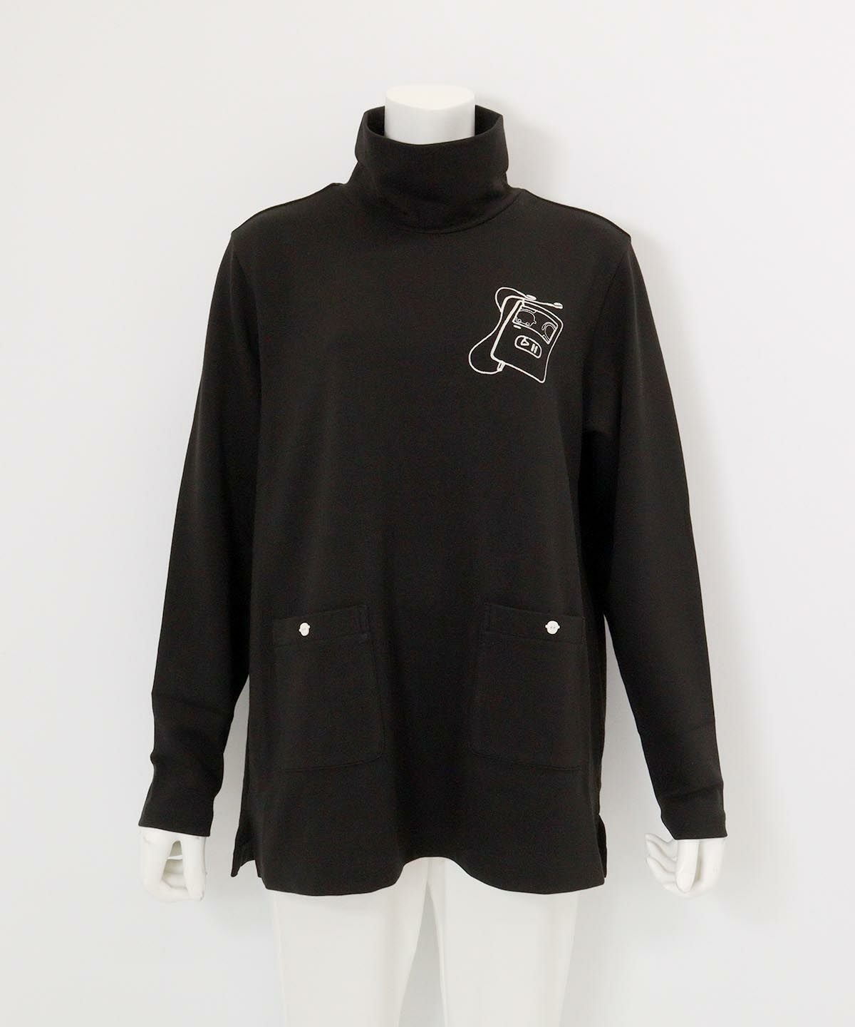 発熱保温モックロディチュニック(ブラック)前