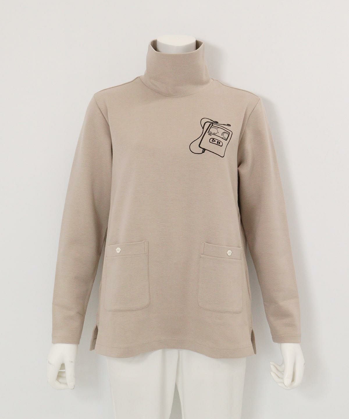 発熱保温モックロディチュニック(ベージュ)前