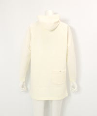 フワリ刺繍発熱チュニック丈パーカー(ホワイト)後ろ