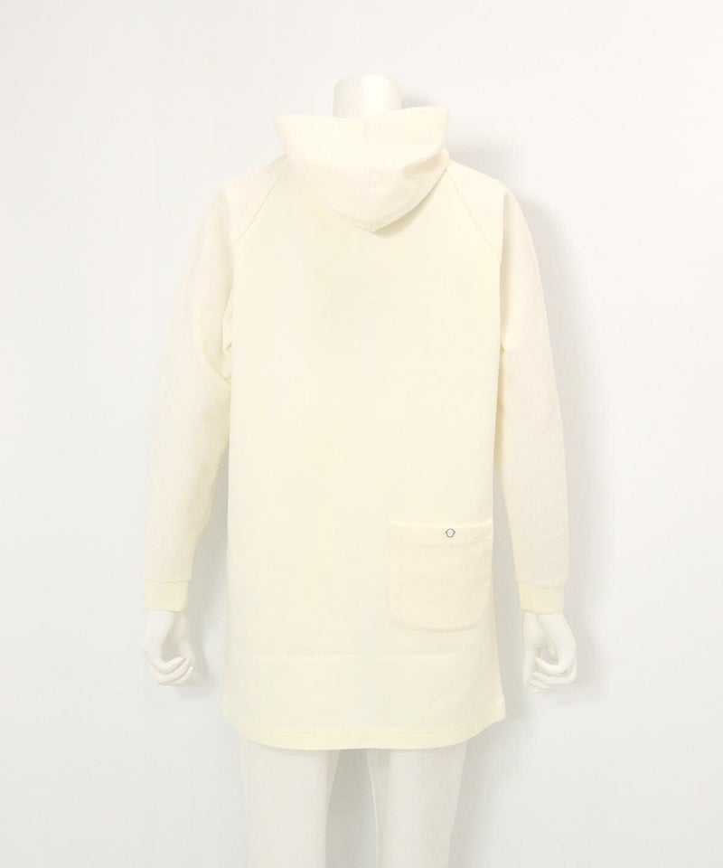 フワリ刺繍発熱チュニック丈パーカー(ホワイト)後ろ