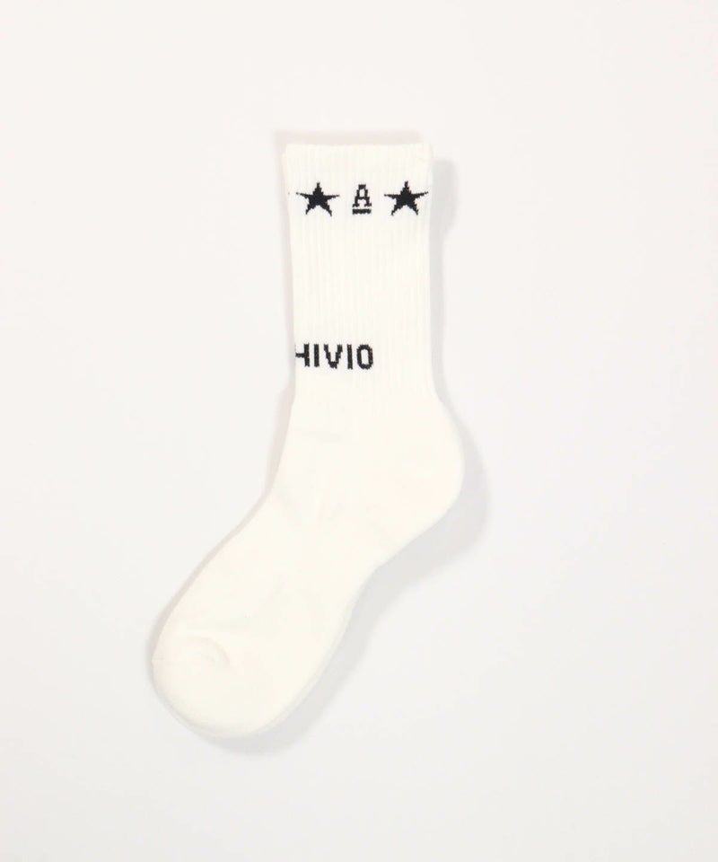 【メンズ】星柄ロゴソックス（ホワイト）