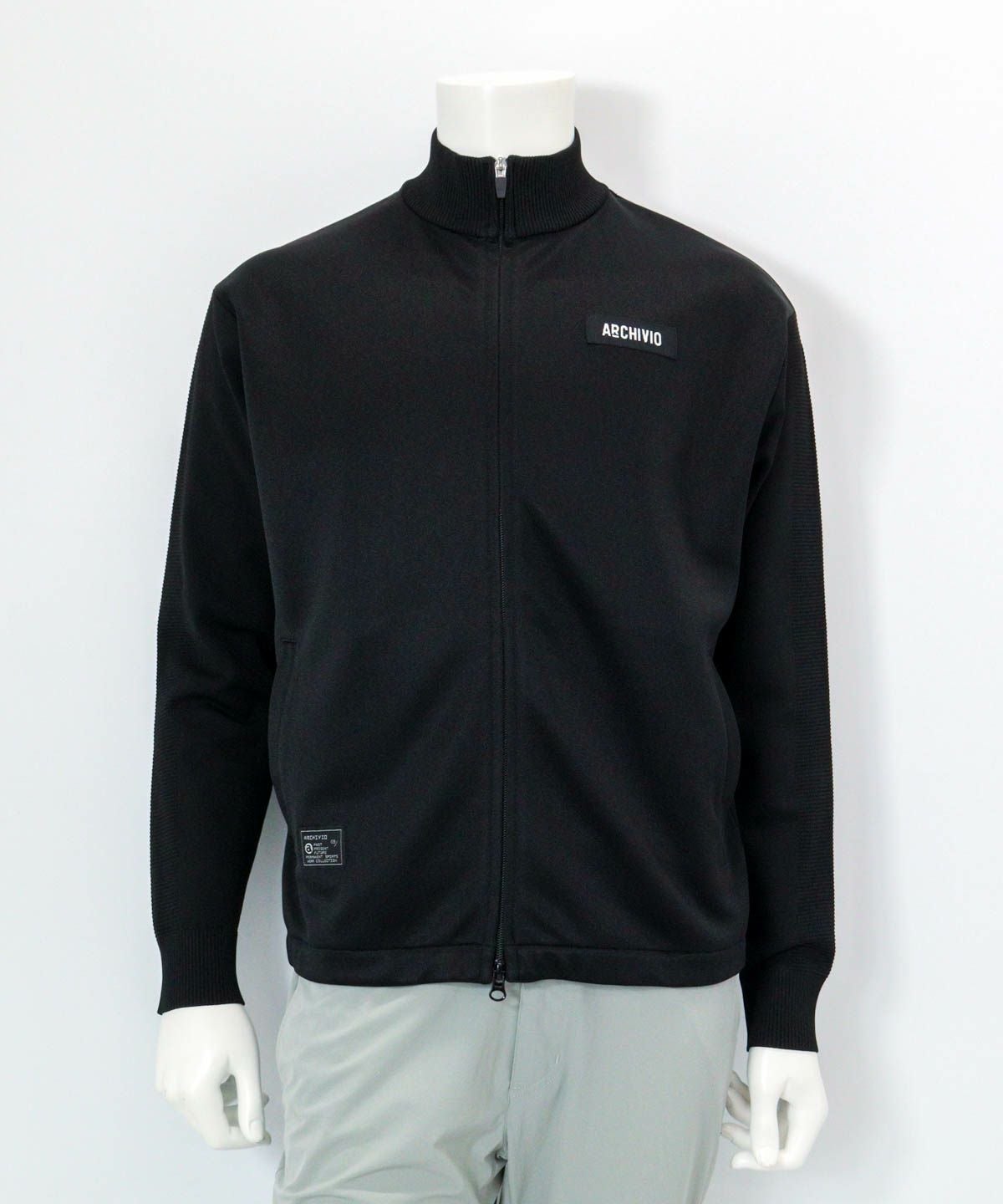 【メンズ】異素材切替配色ブルゾン（ブラック）