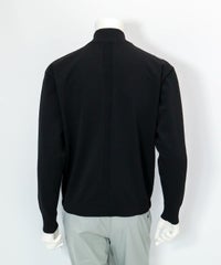 【メンズ】異素材切替配色ブルゾン後（ブラック）