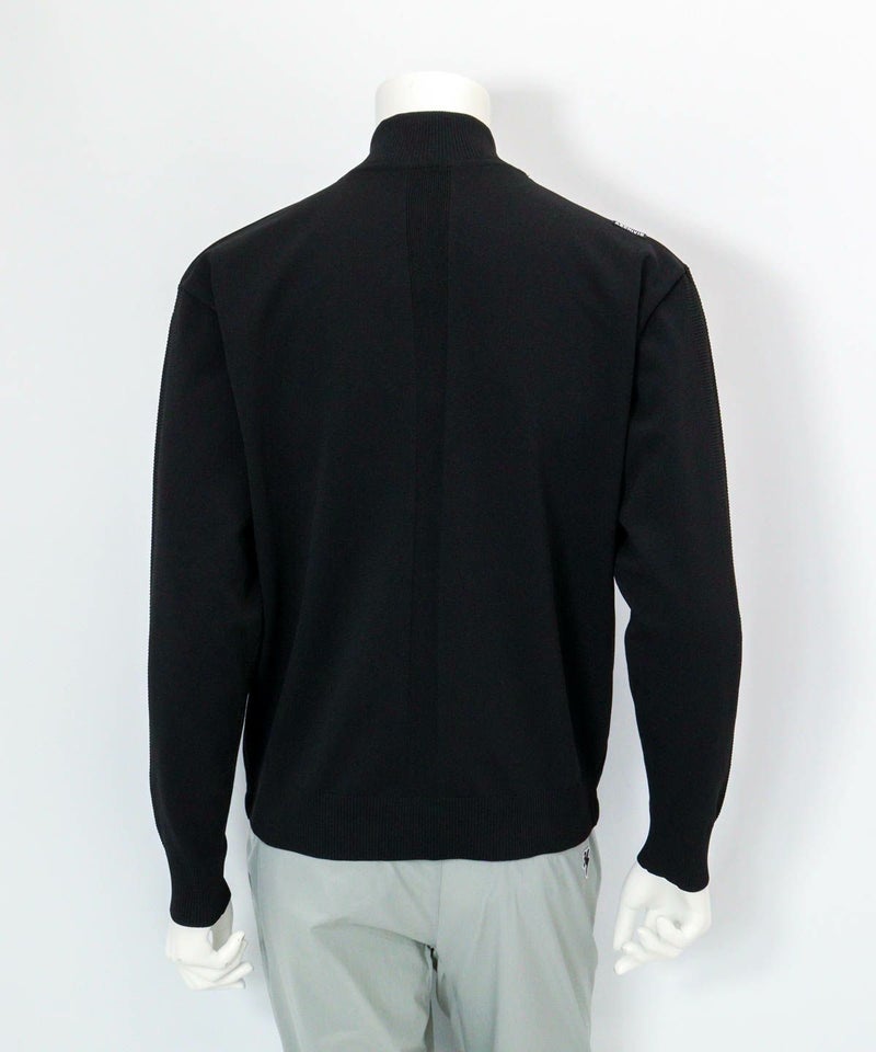 【メンズ】異素材切替配色ブルゾン後（ブラック）