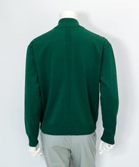 【メンズ】異素材切替配色ブルゾン後（グリーン）