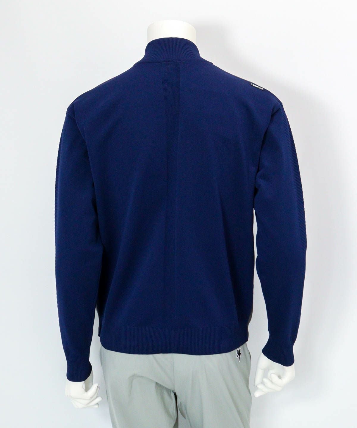 【メンズ】異素材切替配色ブルゾン後（グレー）