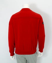 【メンズ】ウール100％地柄編みロゴニット後（レッド）