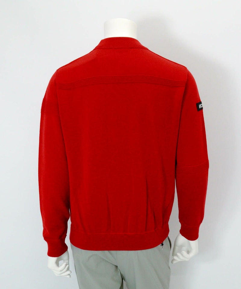 【メンズ】ウール100％地柄編みロゴニット後（レッド）