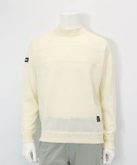 【メンズ】ウール100％地柄編みロゴニット（ホワイト）