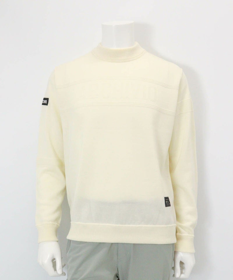 【メンズ】ウール100％地柄編みロゴニット（ホワイト）