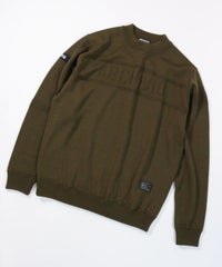 【メンズ】ウール100％地柄編みロゴニット（カーキ）