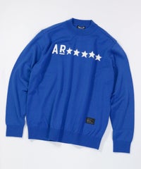 【メンズ】ウール混星ロゴニット（ブルー）