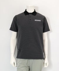 【メンズ】幾何学柄ニットポロシャツ（ブラック）