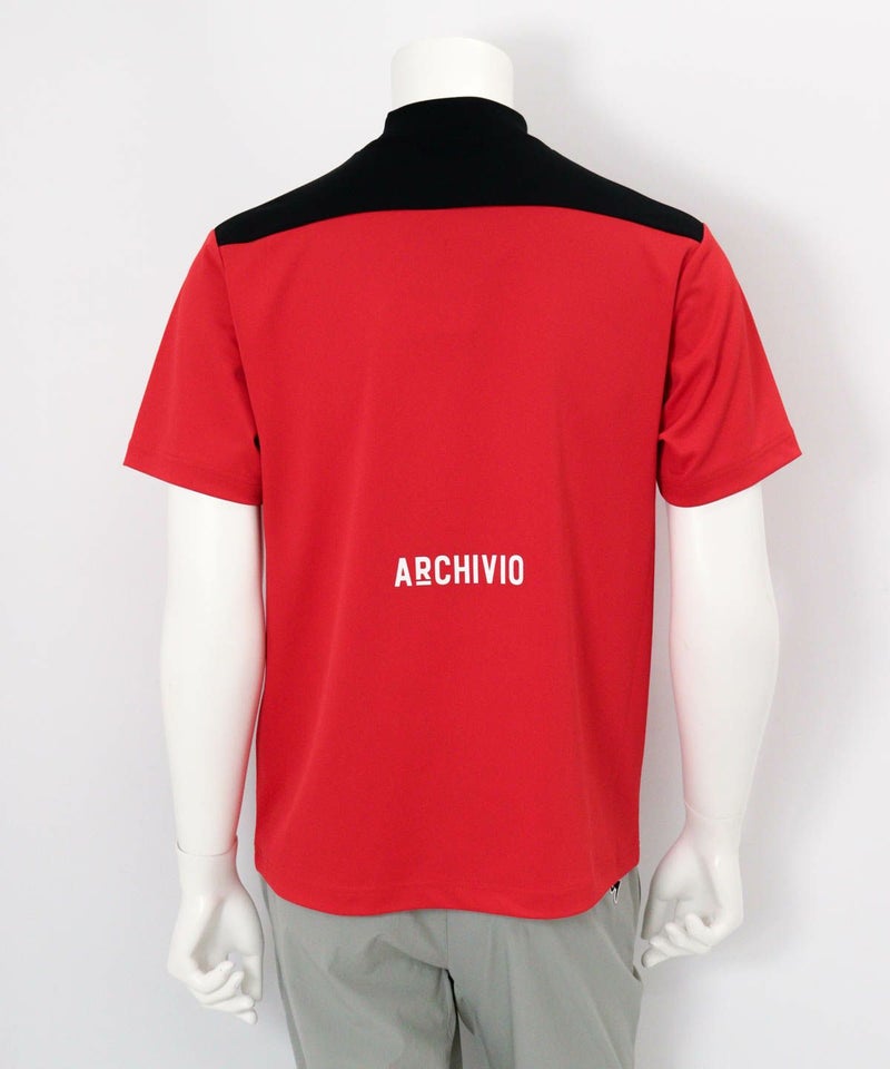 【メンズ】胸切替UV冷感プルオーバー後（レッド）