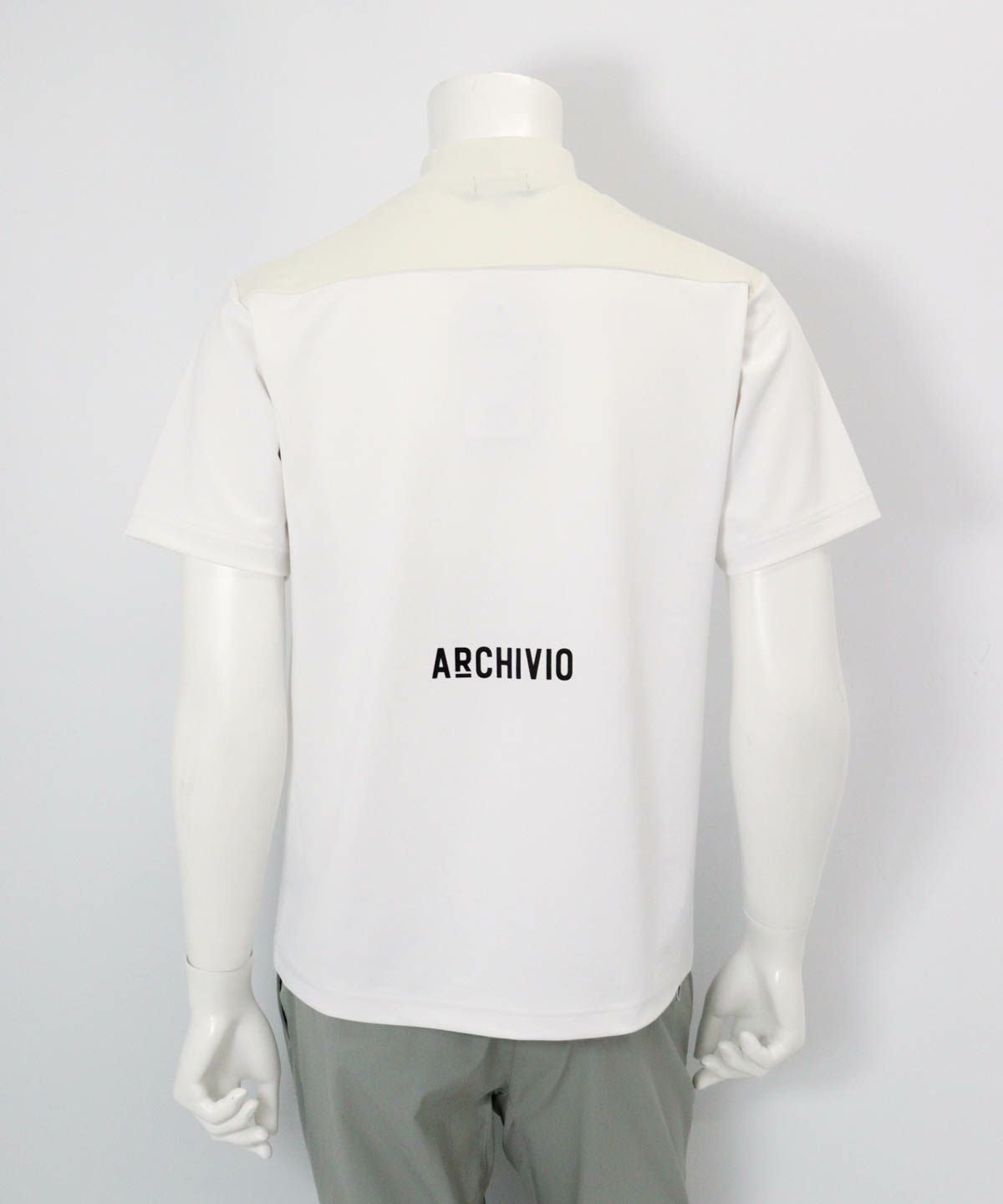 【メンズ】胸切替UV冷感プルオーバー後（ホワイト）