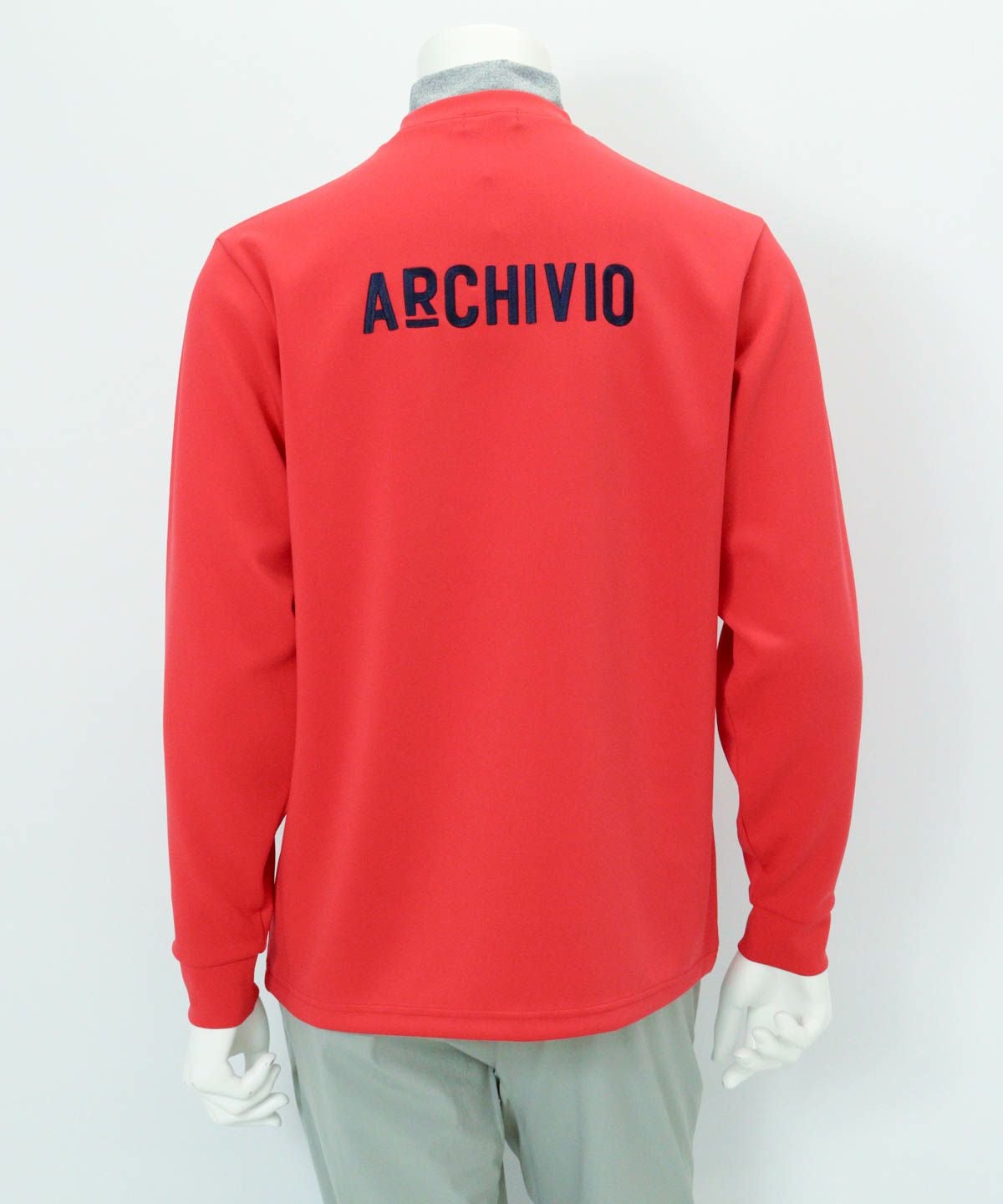 【メンズ】バックロゴ刺繍UV冷感プルオーバー後（レッド）