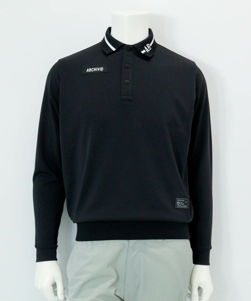 【メンズ】ライン襟UVポロシャツ（ブラック）