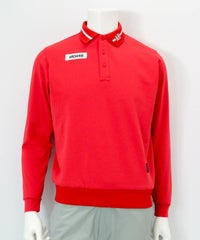 【メンズ】ライン襟UVポロシャツ（レッド）