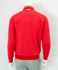 【メンズ】ライン襟UVポロシャツ後（レッド）