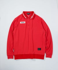 【メンズ】ライン襟UVポロシャツ（レッド）