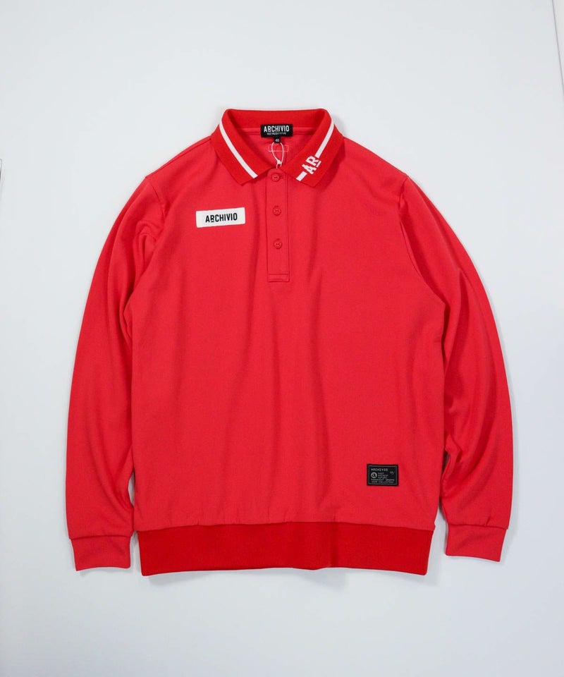 【メンズ】ライン襟UVポロシャツ（レッド）