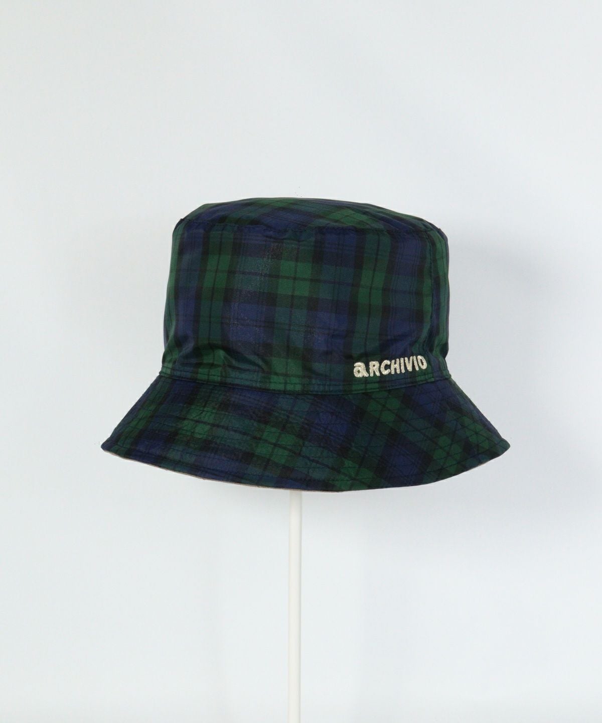 リバーシブルキルトハットチェック柄面（ベージュ）