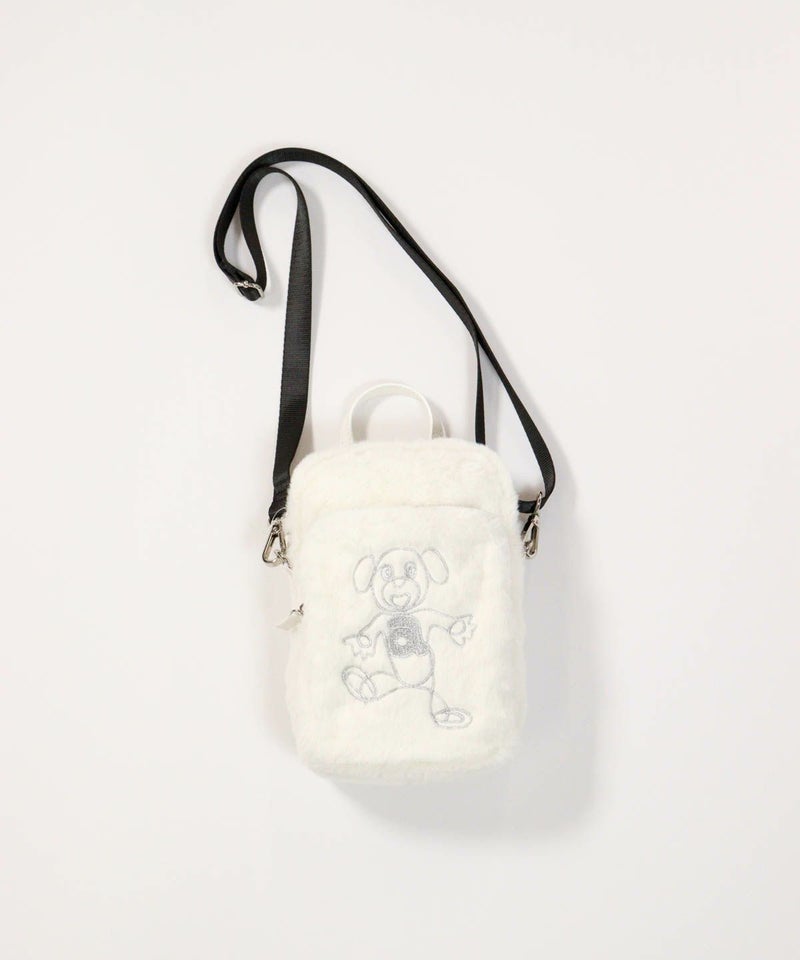 フェイクファー刺繍ポシェット（ホワイト）