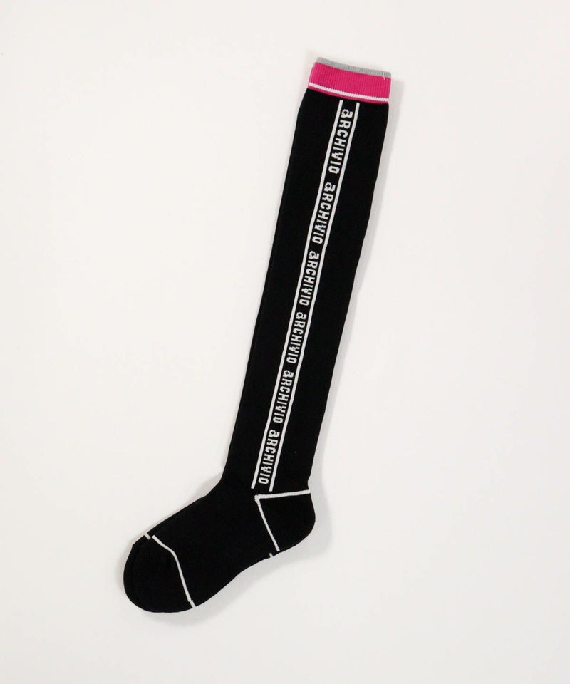 バイカラーサイドロゴハイソックス（ブラック）