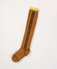 バイカラーサイドロゴハイソックス（キャメル）