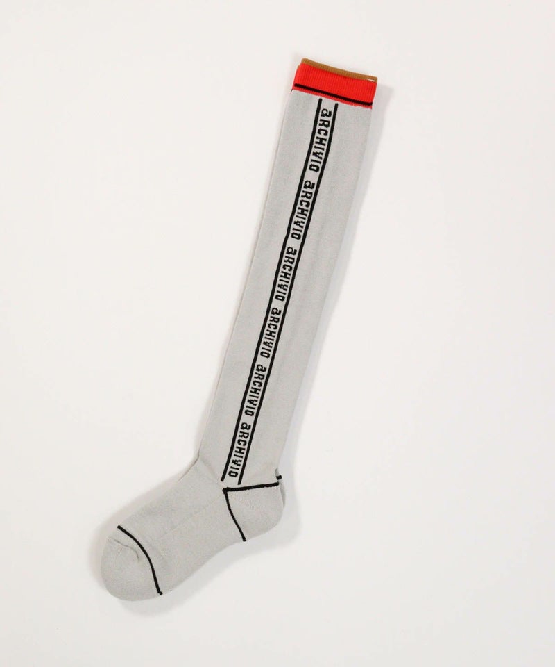 バイカラーサイドロゴハイソックス（ライトグレー）