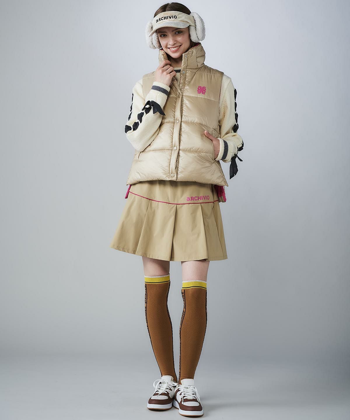 ミャオ出品 バイカラーサイドロゴハイソックス|アルチビオ - ゴルフウェアや婦人服通販