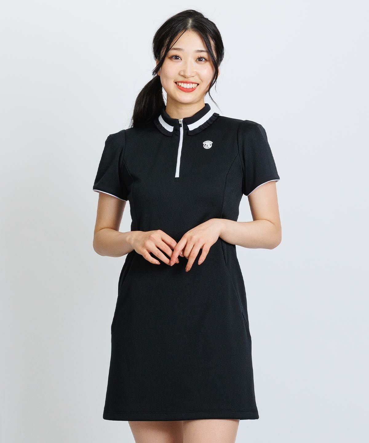 リブフリル襟ジップワンピース|アルチビオ - ゴルフウェアや婦人服通販