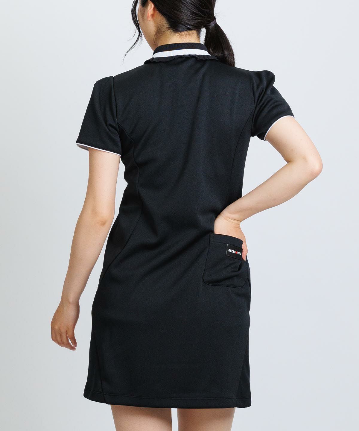 リブフリル襟ジップワンピース|アルチビオ - ゴルフウェアや婦人服通販