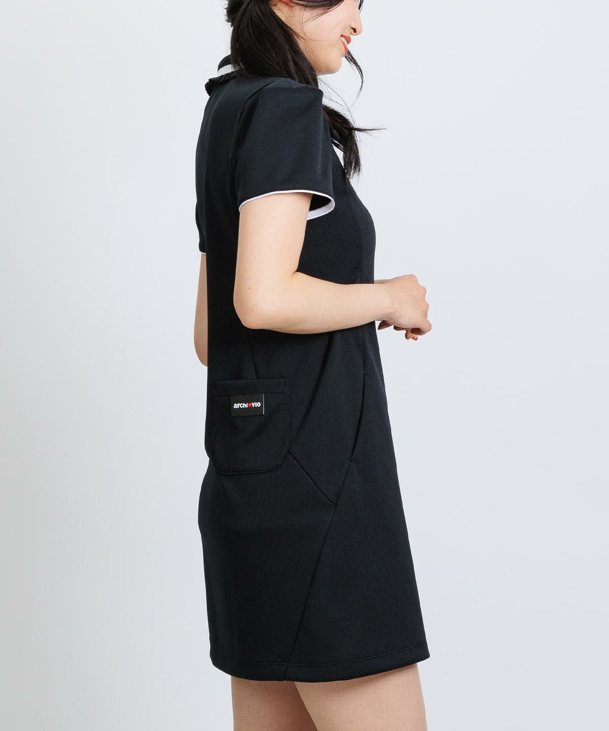 リブフリル襟ジップワンピース|アルチビオ - ゴルフウェアや婦人服通販