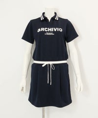 リブ切替UVスムースワンピース（ネイビー）