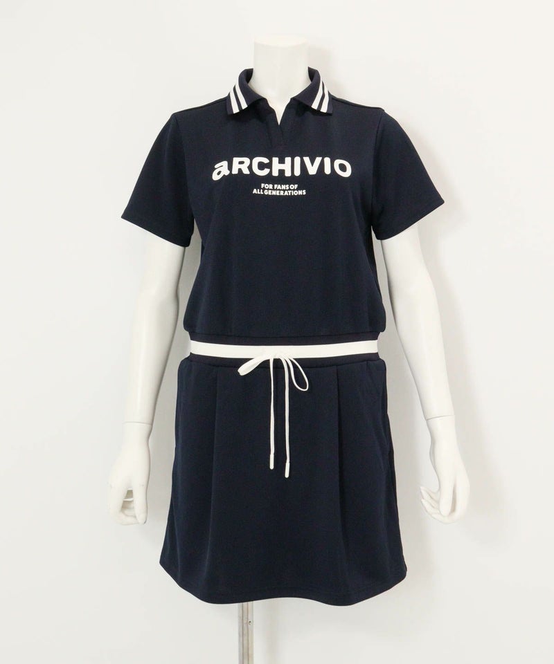 リブ切替UVスムースワンピース（ネイビー）