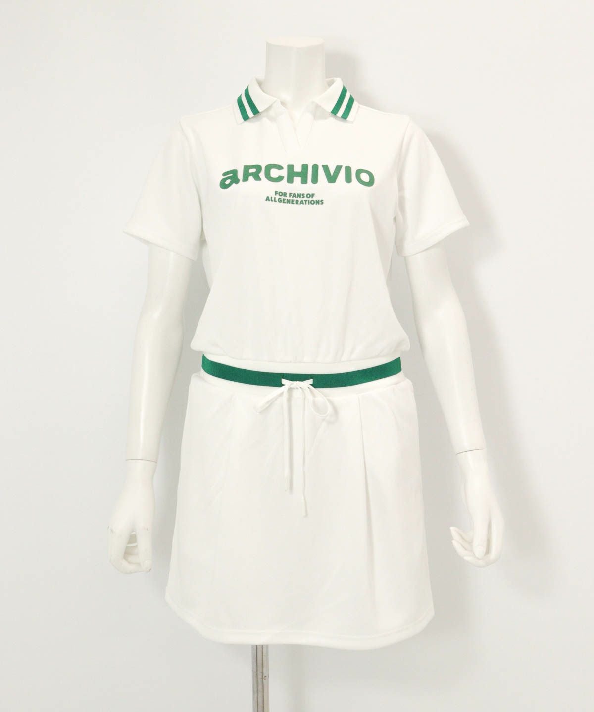 リブ切替UVスムースワンピース（ホワイト）