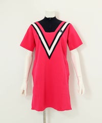 カレッジ風リブワンピース（ピンク）