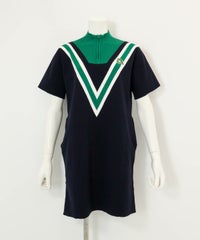 カレッジ風リブワンピース（ネイビー）